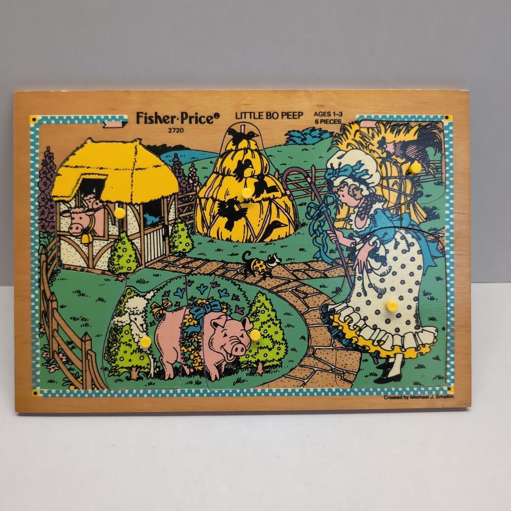 Fisher-Price 2720 Little Bo Peep‎ Wooden Puzzle Pick Up And Peek 6 piece